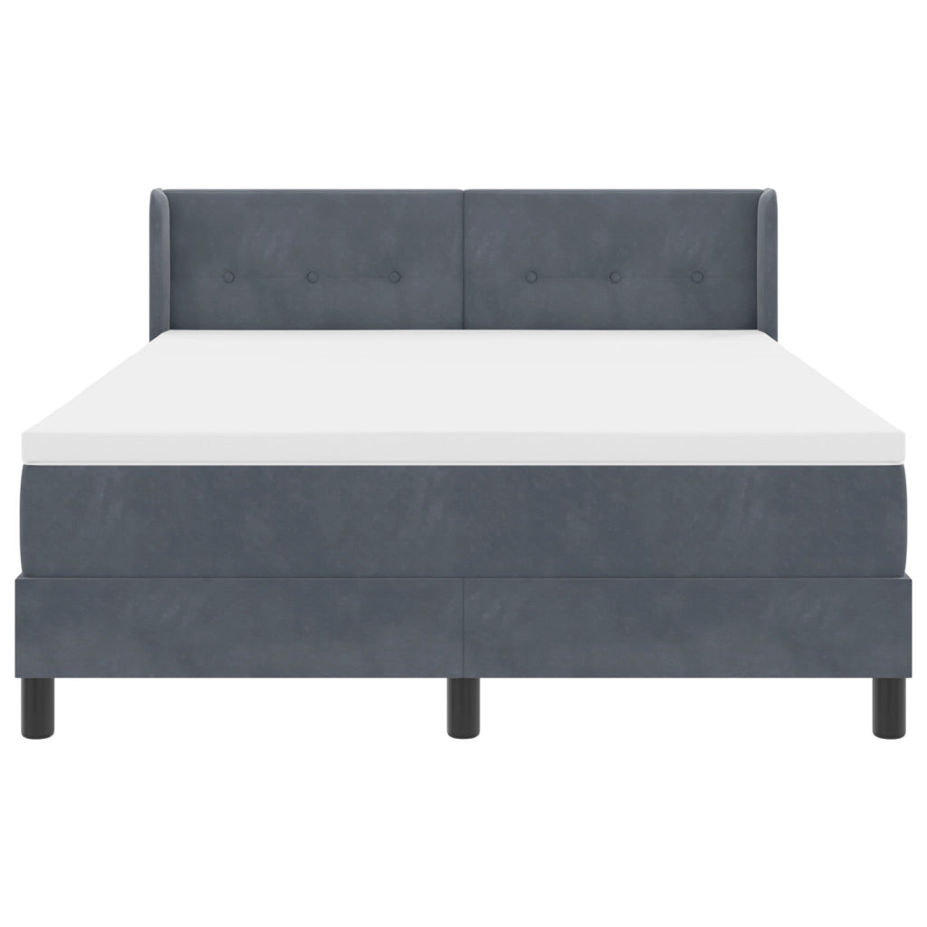 Letto Box Spring con Materasso Grigio Scuro 140x200 cm Velluto