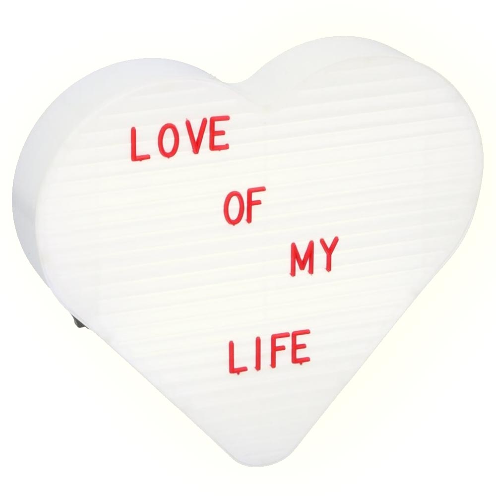 Scatola Lavagna Luminosa Cuore Light Box Frasi 10 Luci LED 140 Lettere Cinema