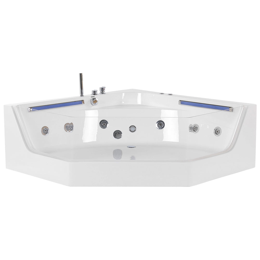Vasca Idromassaggio Angolare Bianca con LED e getti massaggianti Design Moderno per 2 Persone