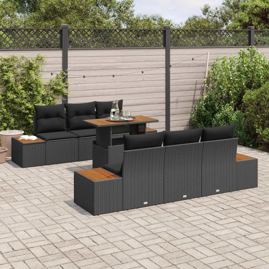 Set Divano da Giardino con archiviazione 7 pcs Nero Poly Rattan 3358767