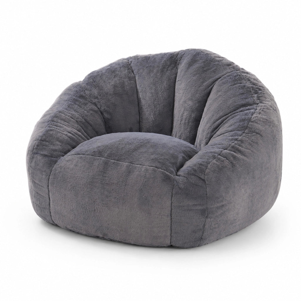 Pouf a pera 98x98x60 cm poliestere grigio， memory foam per lettura e relax