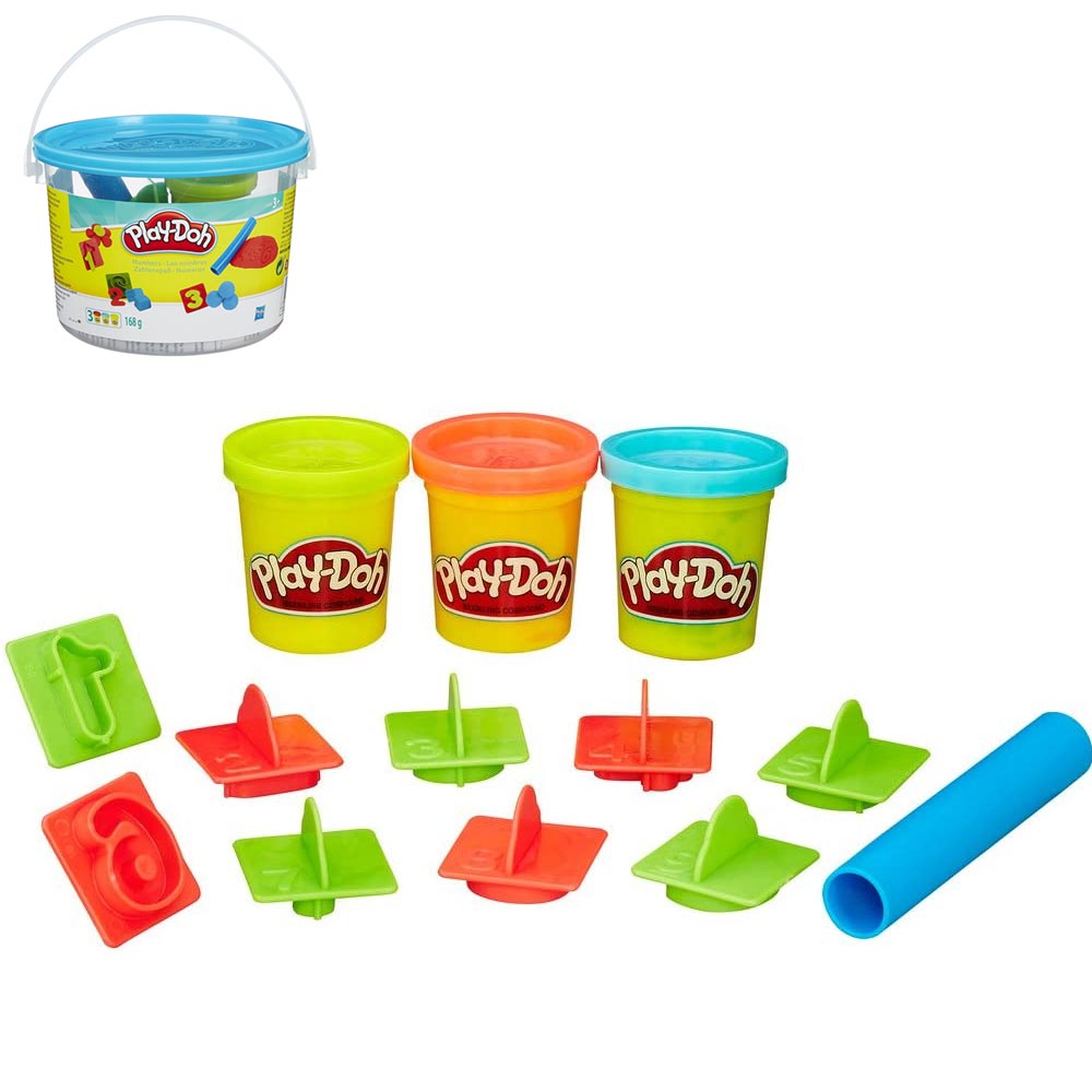 Playdoh Mini Secchiello 3 Barattolini Plastilina + Accessori Gioco Assortiti
