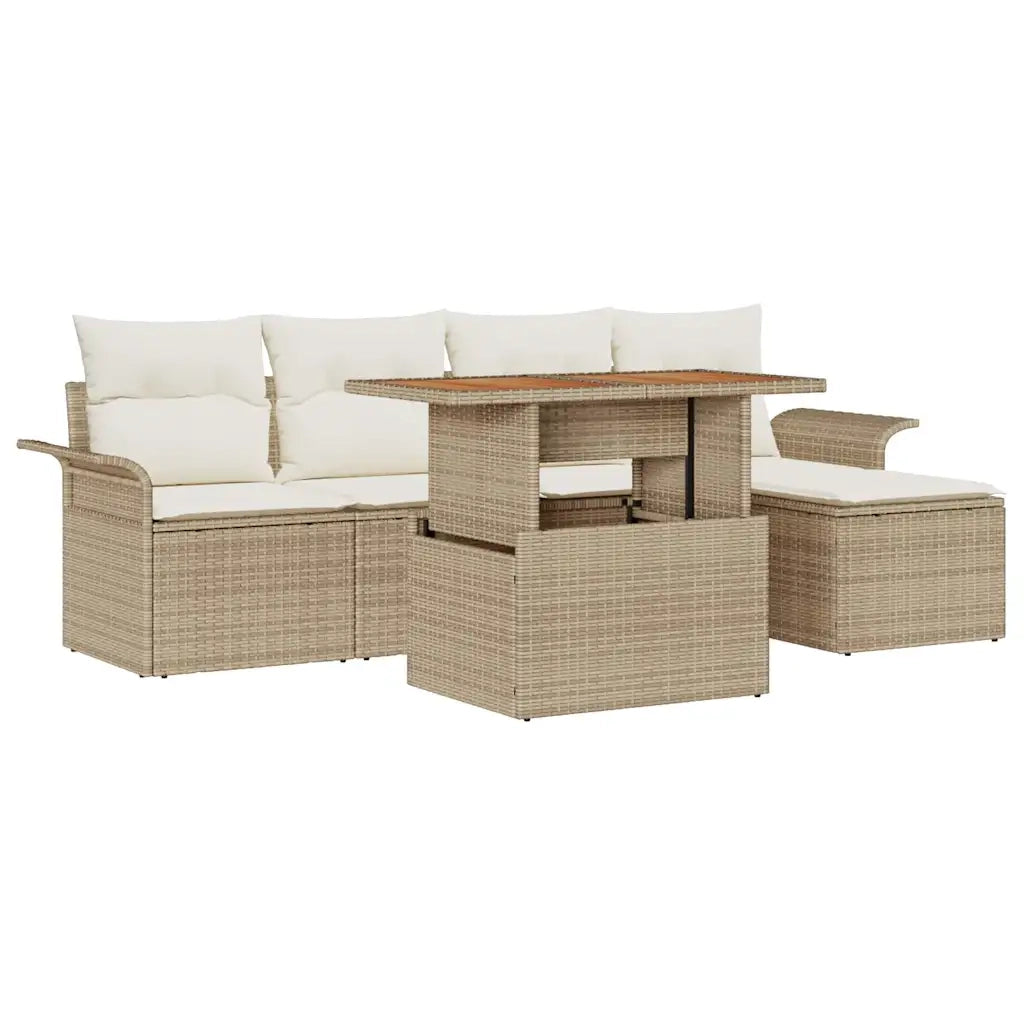 Set Divano da Giardino 6 pcs Beige Poly Rattan 3358059