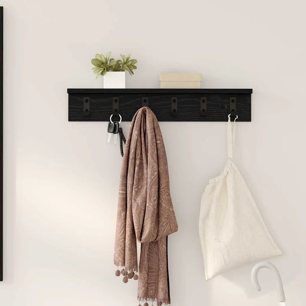 vidaXL Appendiabiti a muro Rovere nero 60 x 10.5 x 10.5 cm