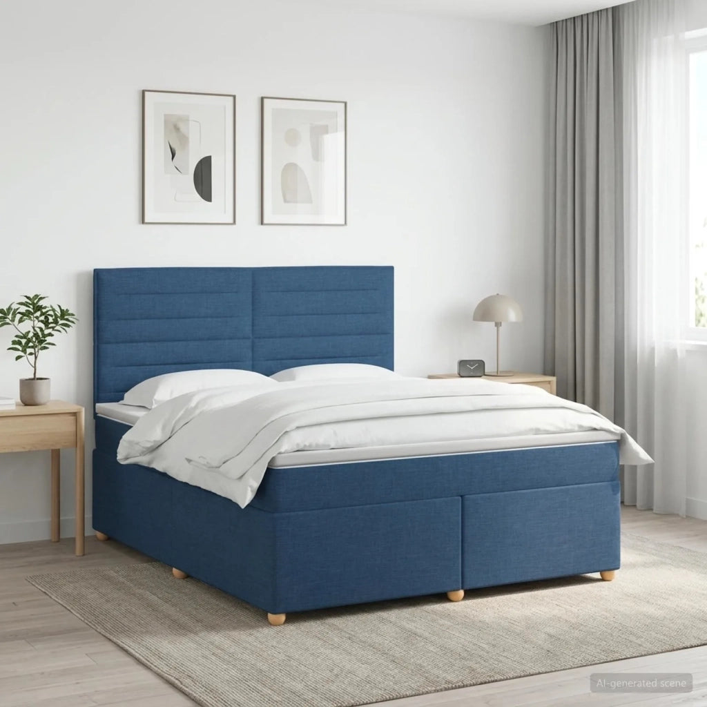 Letto box spring con materasso Blu 180 x 200 cm Tessuto 3453941