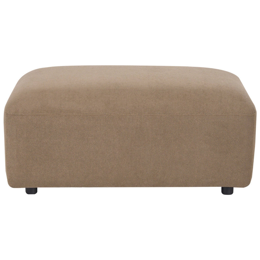 Pouf in tessuto marrone, elemento modulare per divano, poggiapiedi rettangolare, soggiorno stile moderno