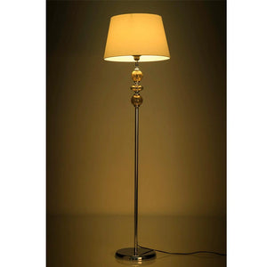 Lampada Piantana da Terra in Metallo Cristallo Tessuto Bianco Design Moderno