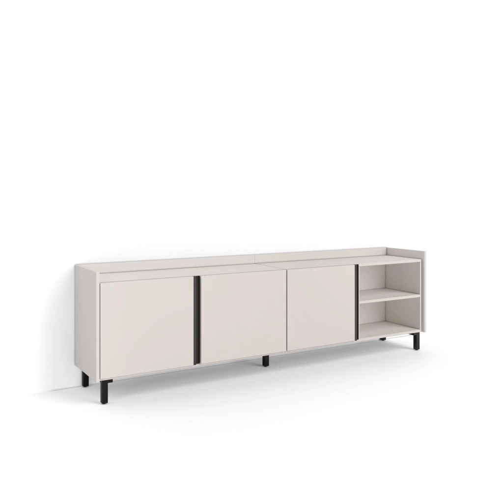 Mobile TV Soggiorno, 207x61x35 cm, Per TV fino a 80", Design industriale, Beige