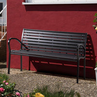 Panchina da Esterno Giardino Panca Polywood Struttura in Acciaio Nero 126x81x62