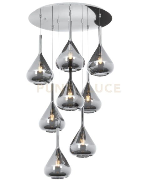 SOSPENSIONE CROMO 8 LUCI TONDA VETRI FUME 1177CR-S8 T-FU