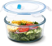 Contenitori in vetro da 1,6L con coperchi, contenitori di cibo rotondi con coperchi, piccole scatole da pasto