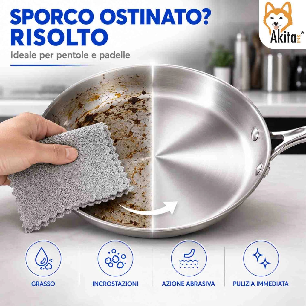 Akitaink 3 Panni in Microfibra Brilla Pentole 35x30 cm