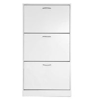 Scarpiera 3 Ante Ripiani Doppia Profondita in Melamina 60x24x120cm Colore Bianco