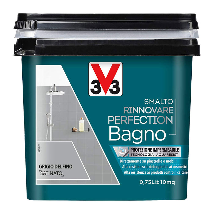 V33 Smalto Rinnovare Perfection Bagno Muri Piastrelle Mobili Reistente Acqua Colore: Grigio Delfino Satinato