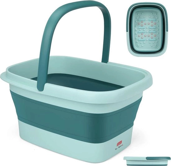 Bagno per piedi con massaggio, Bagno per piedi pieghevole, Bagno per piedi con massaggio, con maniglia, Massaggio per piedi portatile (Blu)