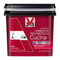 V33 Smalto Rinnovare Perfection Cucina Muri Piastrelle Mobili Metallo Satinato Colore: Rosso Satinato