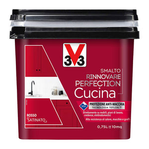 V33 Smalto Rinnovare Perfection Cucina Muri Piastrelle Mobili Metallo Satinato Colore: Rosso Satinato