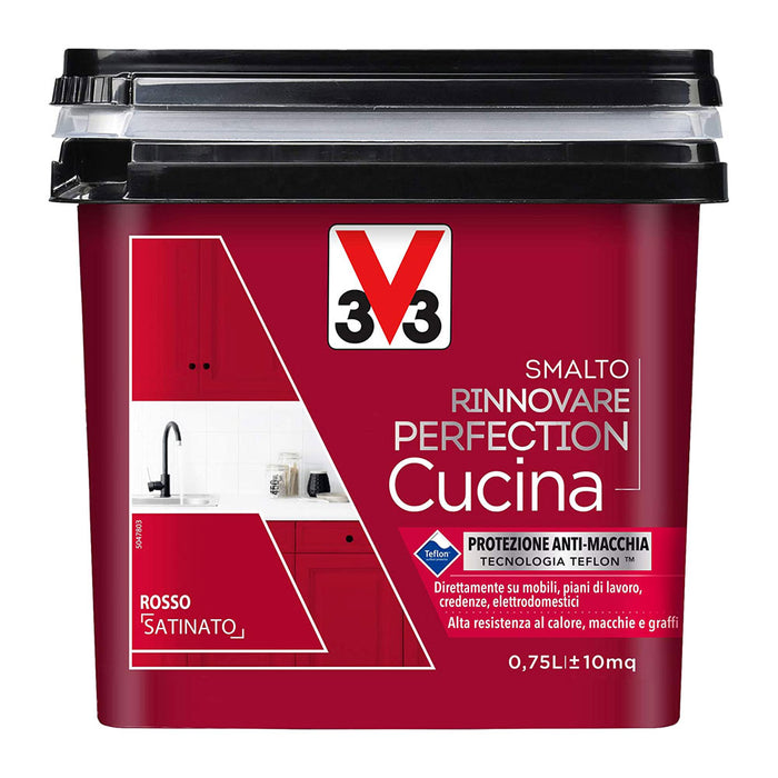V33 Smalto Rinnovare Perfection Cucina Muri Piastrelle Mobili Metallo Satinato Colore: Rosso Satinato