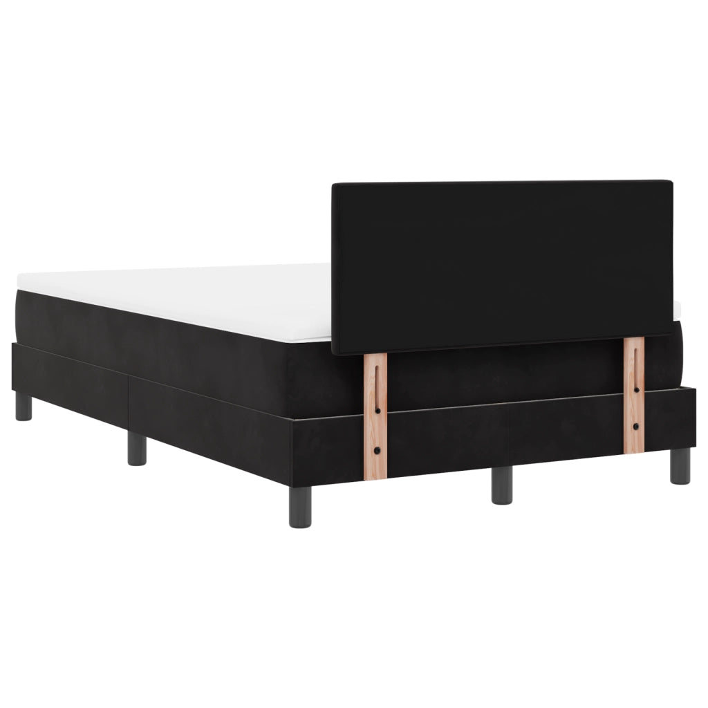 Letto Box Spring e Materasso Nero Piccolo Doppio in Velluto