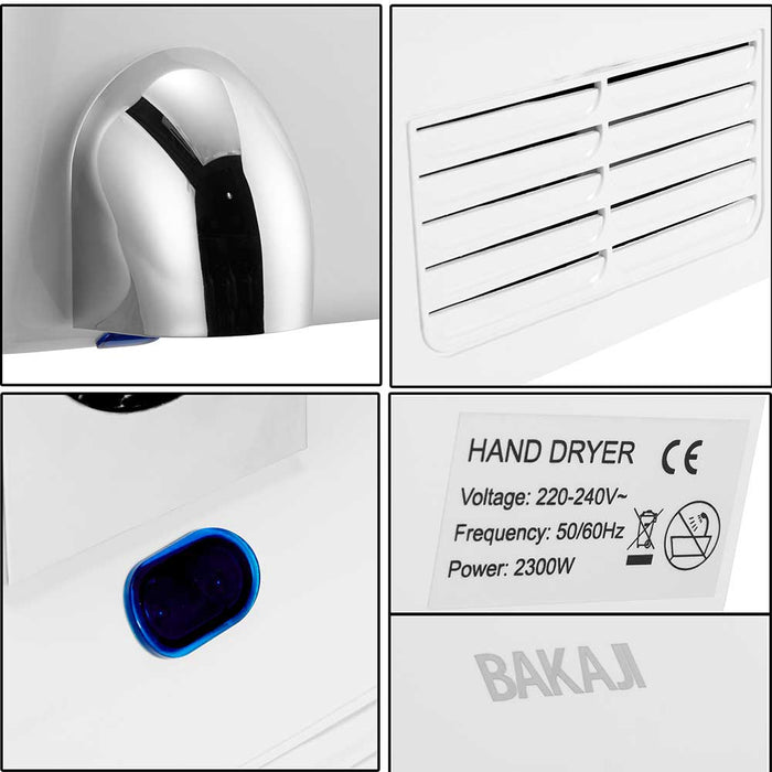 Asciugamani Automatico Elettrico Hotel Aria Calda a Parete 2300W con Fotocellula