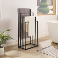 Portasciugamani Valora a 4 ripiani in acciaio nero, autoportante, 4 ripiani