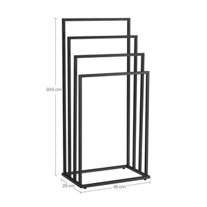 Portasciugamani Valora a 4 ripiani in acciaio nero, autoportante, 4 ripiani