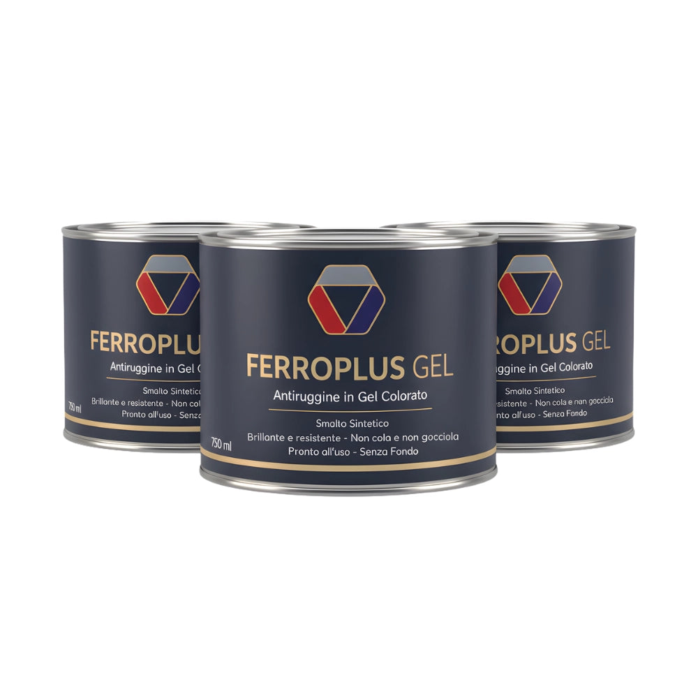 Kit 3 pezzi ferroplus gel smalto sintetico antiruggine giallo segnale 750 ml
