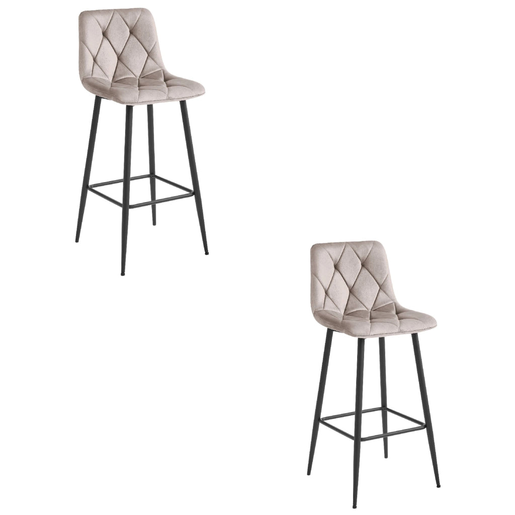 Sgabello da bar VALORA KODA - Velluto beige scuro con gambe nere x 2