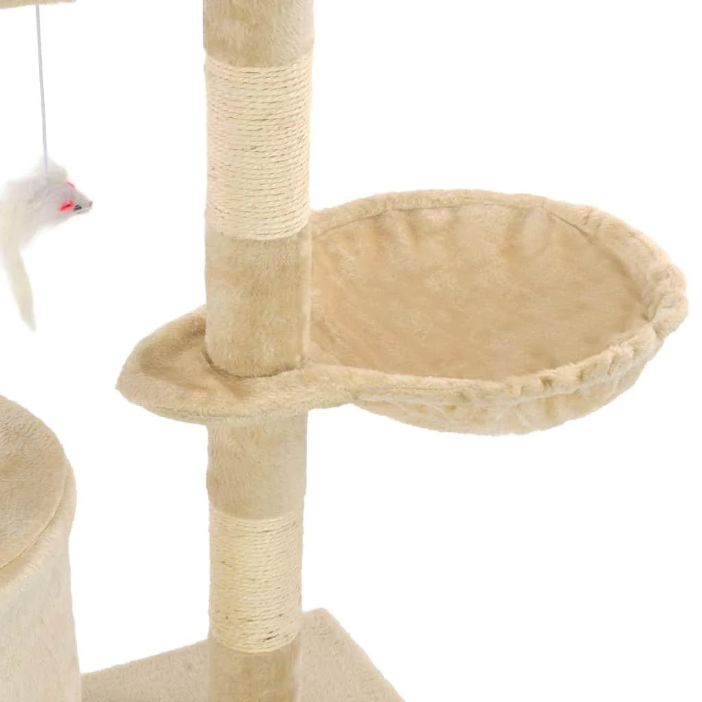 Tiragraffi albero per gatti cuccia per gatti giocattolo peluche sisal 138 cm beige 3702038
