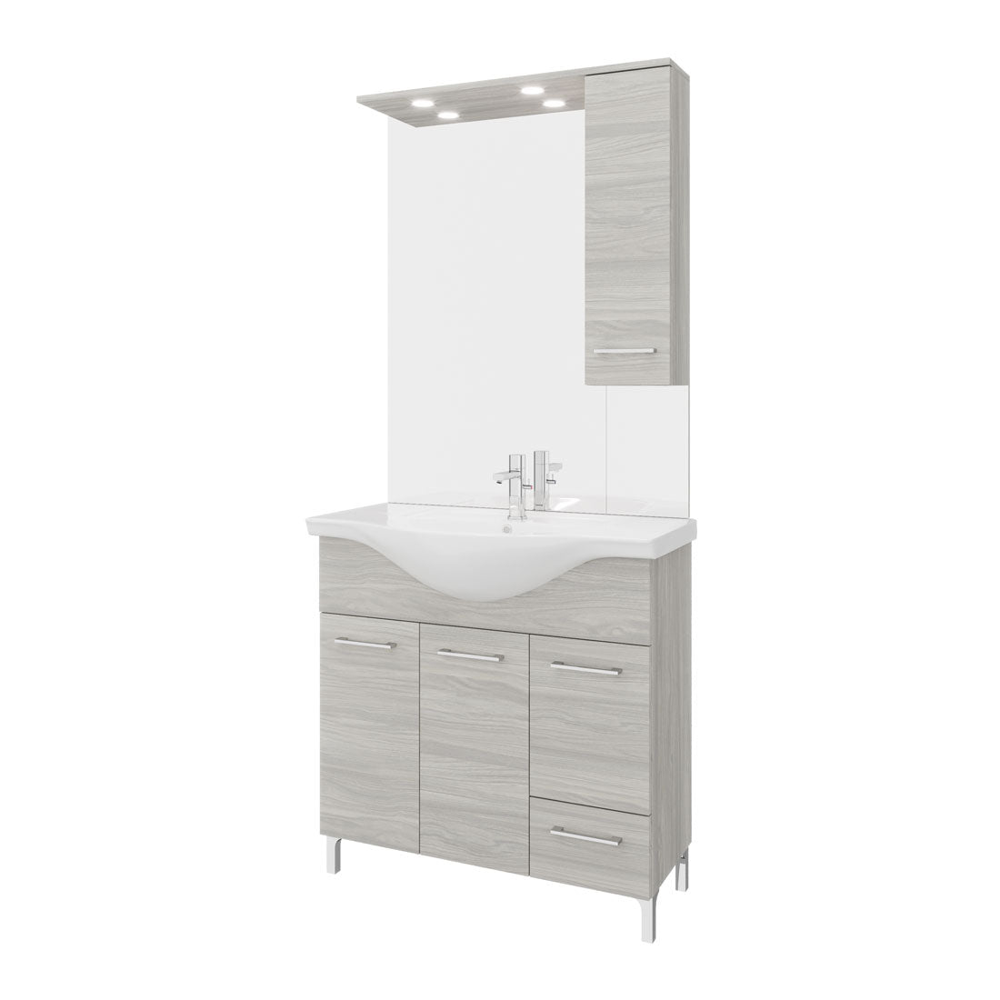 Mobile Bagno Composizione con Lavabo Lampada Led Rovere Grigio Venere Savinidue