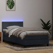 Letto a Molle con Materasso e LED Grigio Scuro 90x220 cm Velluto 3316816