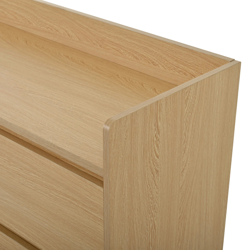 Scarpiera mobile in MDF naturale 110x35x86 cm con ruote frenanti e cassetti