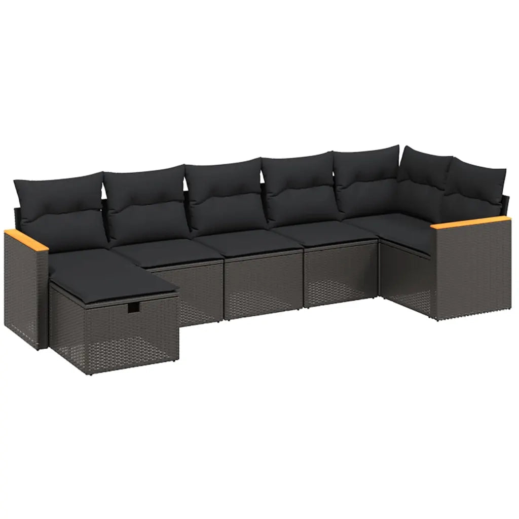 Set Divani da Giardino con Cuscini 7pz Nero Polyrattan 3265311