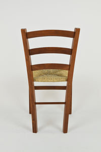 Sedia Venice Tommychairs, robusta struttura in legno di faggio verniciata in noce chiaro e seduta in paglia
