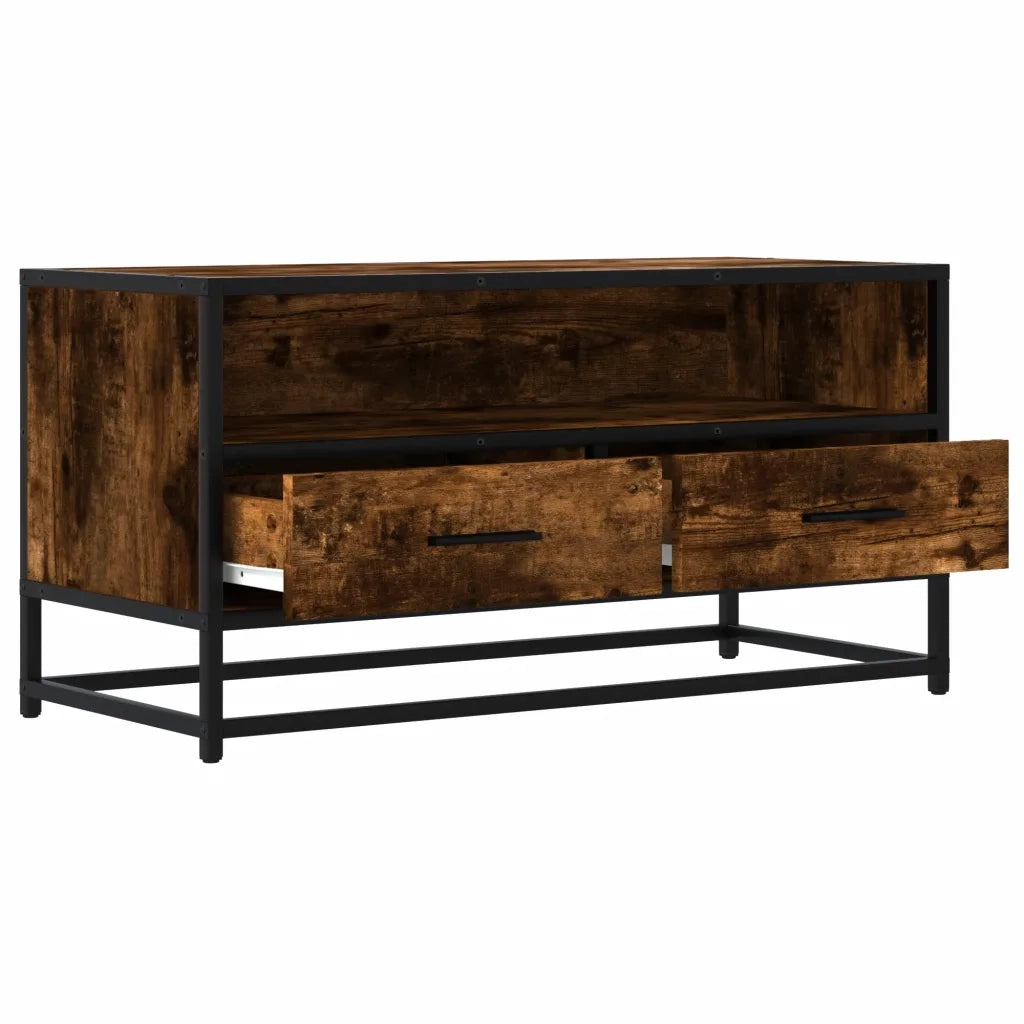 vidaXL Mobile TV Rovere Fumo 80x34,5x40 cm Legno Multistrato e Metallo