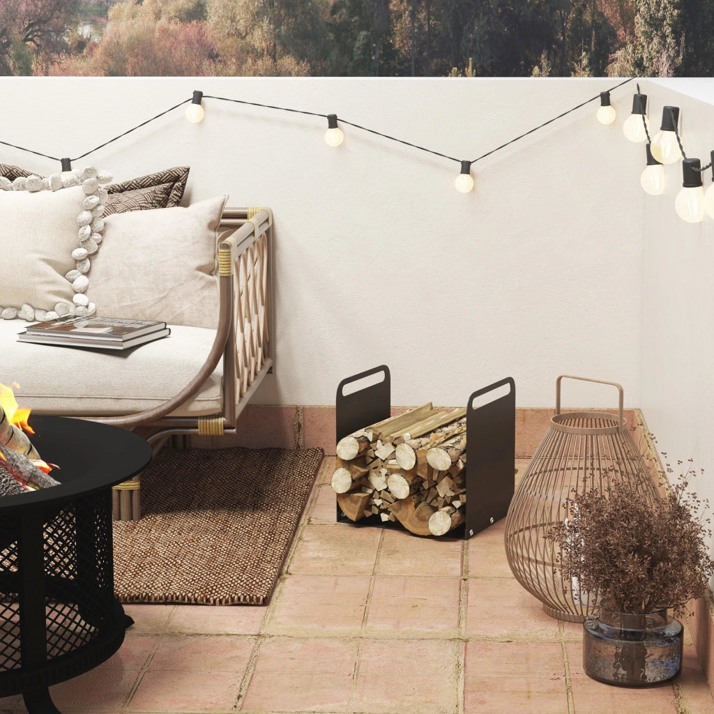 Supporto per legna da ardere con maniglie ¨C zephmum ¨C nero 36x30x36cm