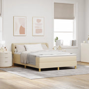 Letto Box Spring con Materasso in Crema, 140x200 cm, Tessuto