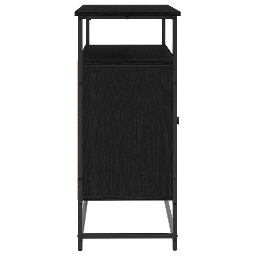 Sideboard  Nero Rovere 100x35x80 cm Legno ingegnerizzato e Acciaio