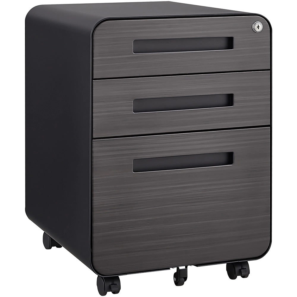 Classeur mobile a 3 cassetti - Xylo - 5 ruote anti-ribaltamento - Nero