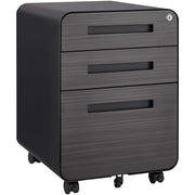 Classeur mobile a 3 cassetti - Xylo - 5 ruote anti-ribaltamento - Nero