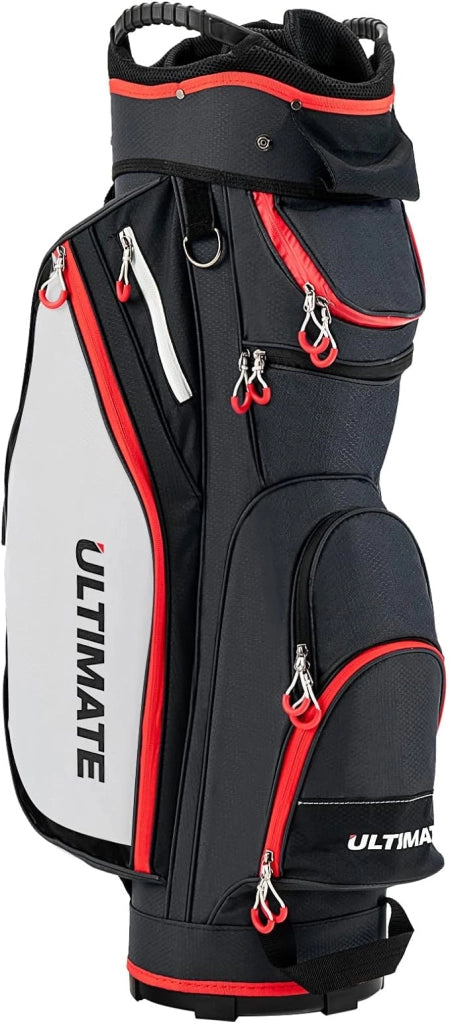 Borsa da Golf Leggera e di Grande Capacità, Sacca da Golf con 14 Divisori, 8 Tasche, Cappuccio Antipioggia, Tracolla, Borsa Termica per Bevande, Ideale per Uomini e Donne (Nero)