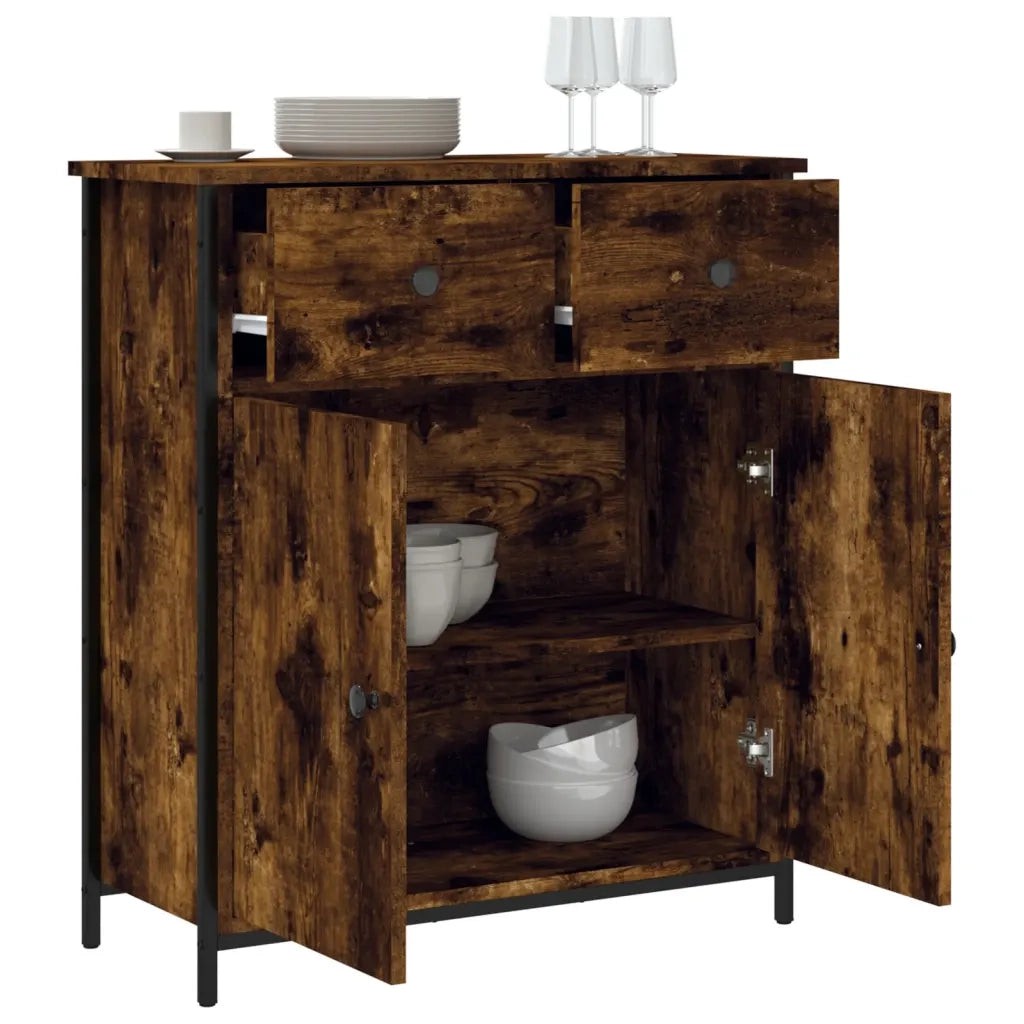 Credenza Rovere Fumo 70x30x80 cm in Legno Multistrato 835526