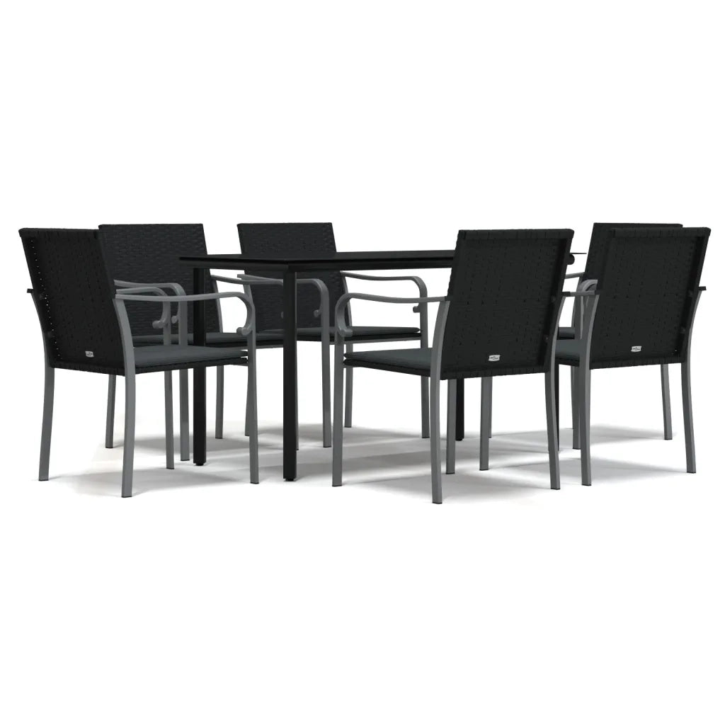 Set Pranzo da Giardino 7 pz con Cuscini in Polyrattan e Acciaiocod mxl 124521