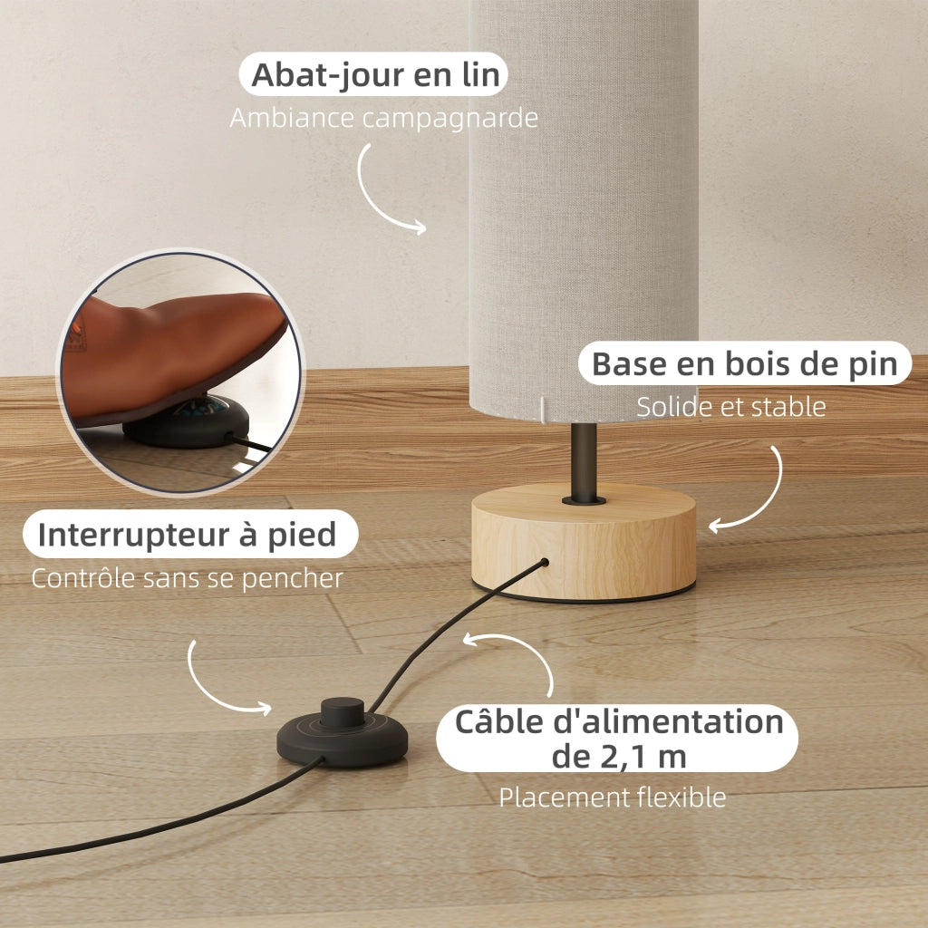 Lampada da terra per soggiorno con paralume in lino ¨C zephmum ¨C 120 cm beige