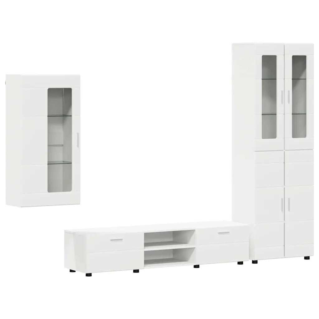 Set mobile TV con cassetto FLORIN Bianco Legno multistrato