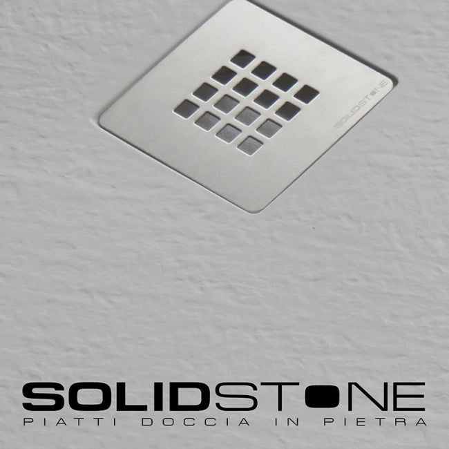 Piatto doccia Semicircolare raggio 55 in pietra SOLIDSTONE alto 2,8 cm - Bianco - Misura: 80x80 x 2,8h