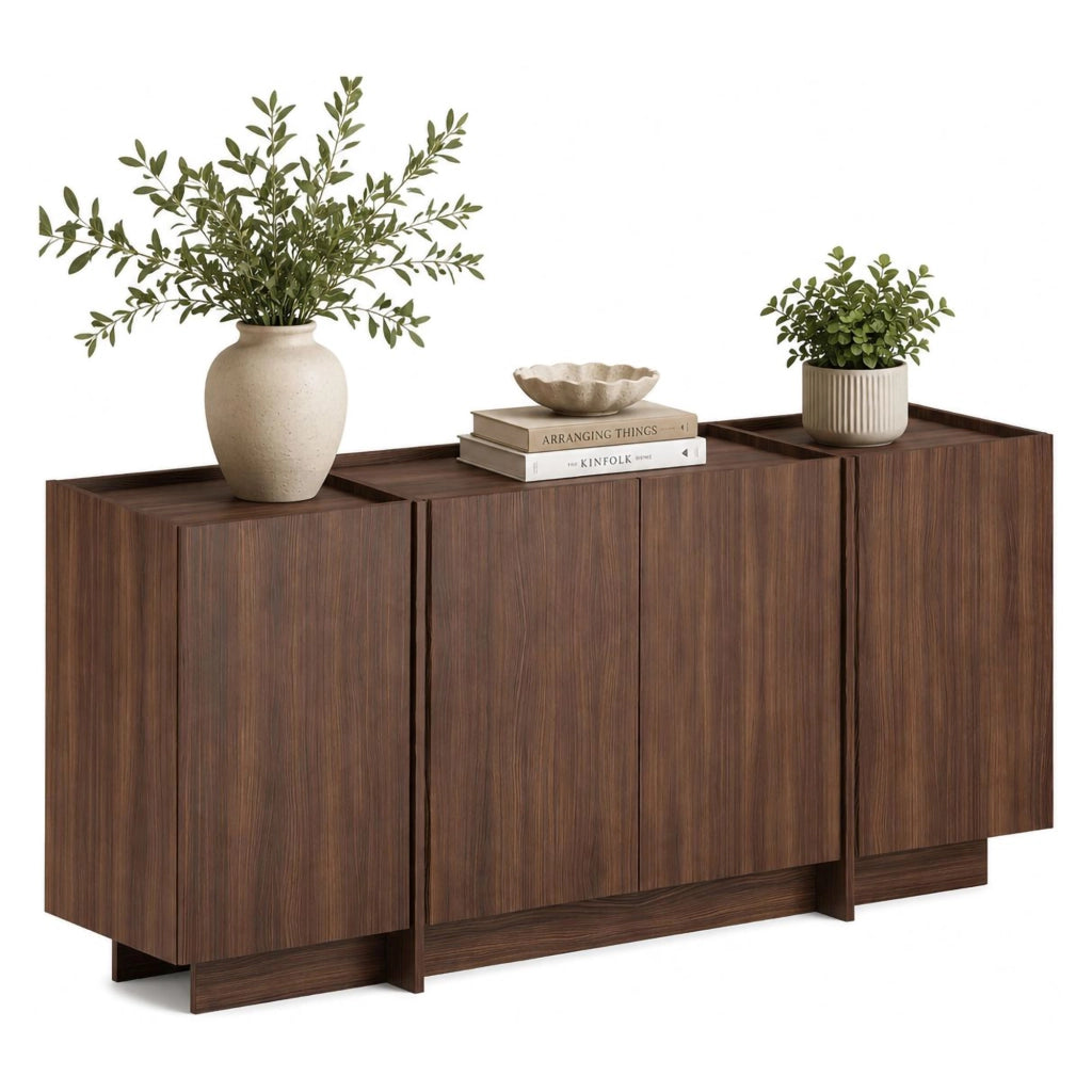 Madia Nolova, Credenza 4 Ripiani, 180x45x80h cm Marrone Noce