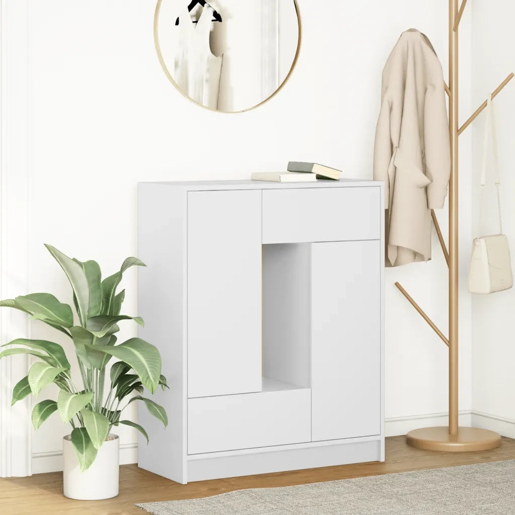 Credenza | Madia | Buffet da pranzo | Armadio da pranzo con Cassetti e Ante Bianco 73x31x90 cm