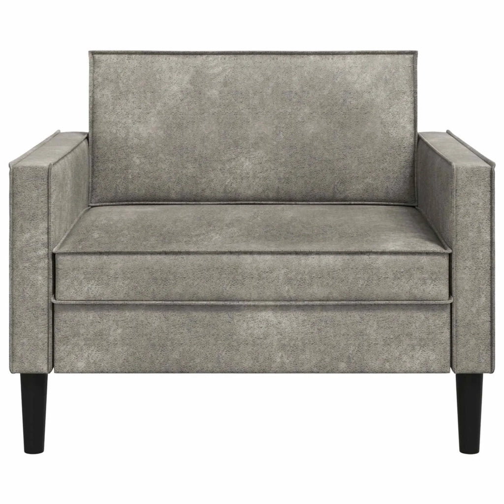 Poltrona XL Grigio Chiaro Pelle Scamosciata Sintetica 42043527