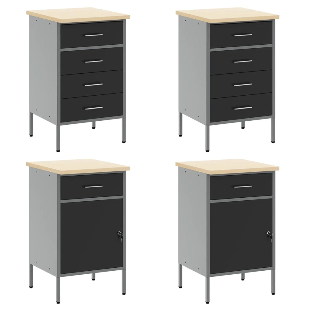 Mobile da lavoro 10 pcs Nero Legno ingegnerizzato e acciaio 3321490